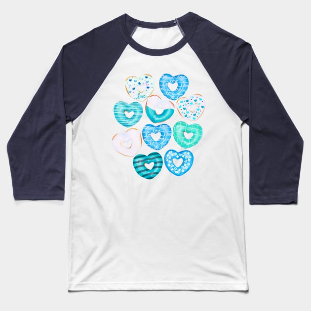 Aqua Donut Love Baseball T-Shirt by Gingerlique